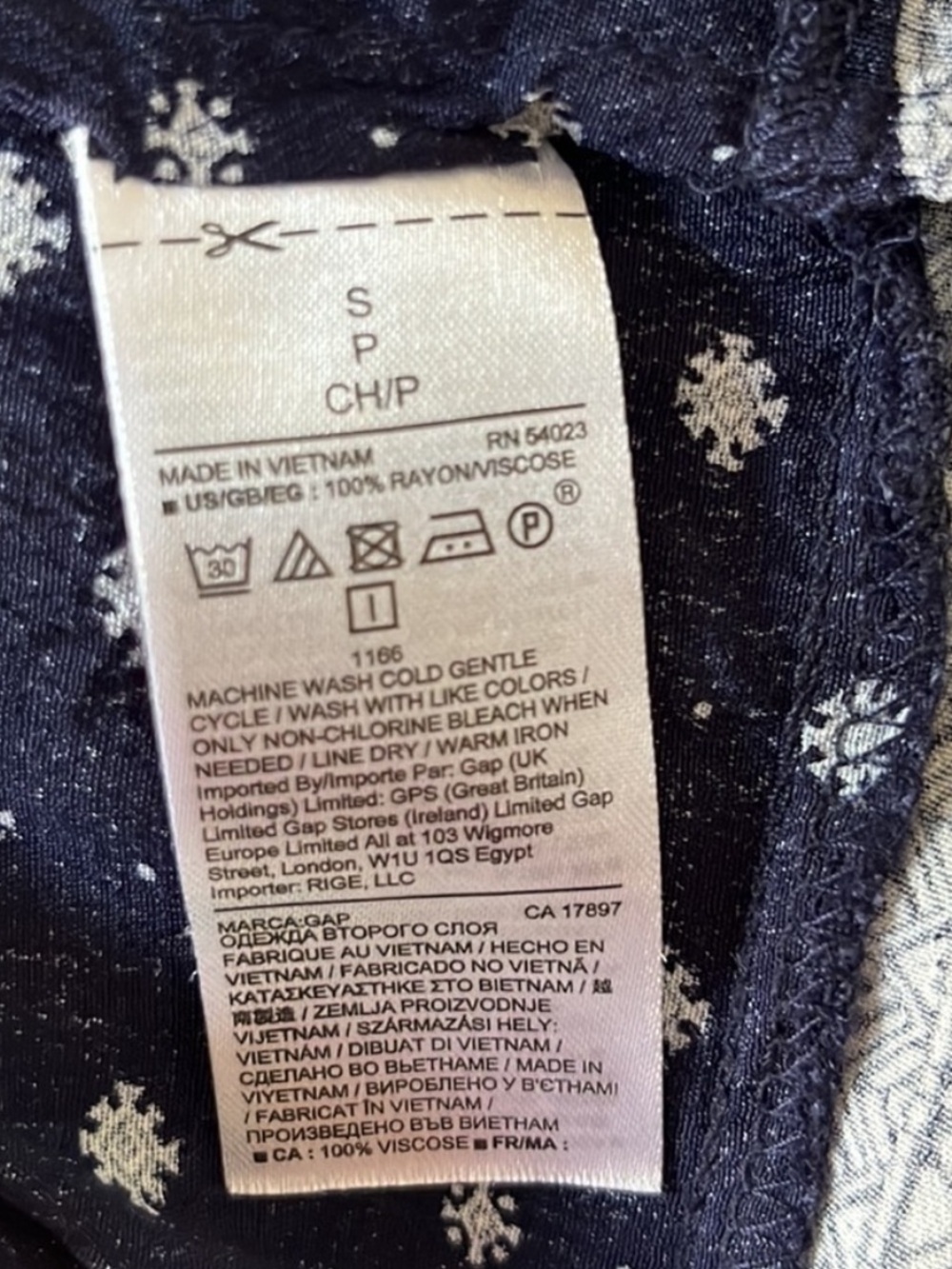 GAP Navy Sleeveless Button-Front Mini Dress with Print - Picture 4 of 4